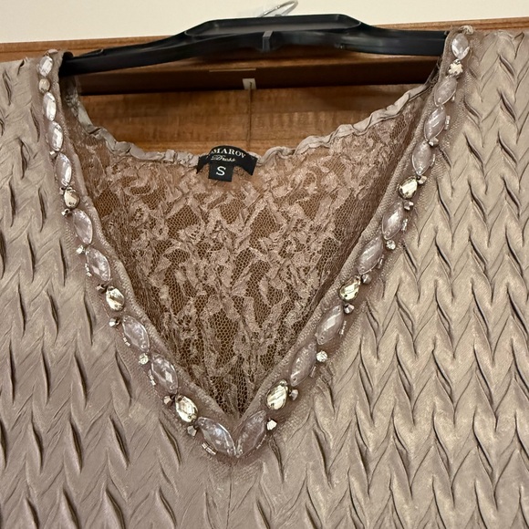 Komaro Beaded Charmeuse & Cliffon Tiered Dress withh Jacket - Picture 6 of 14